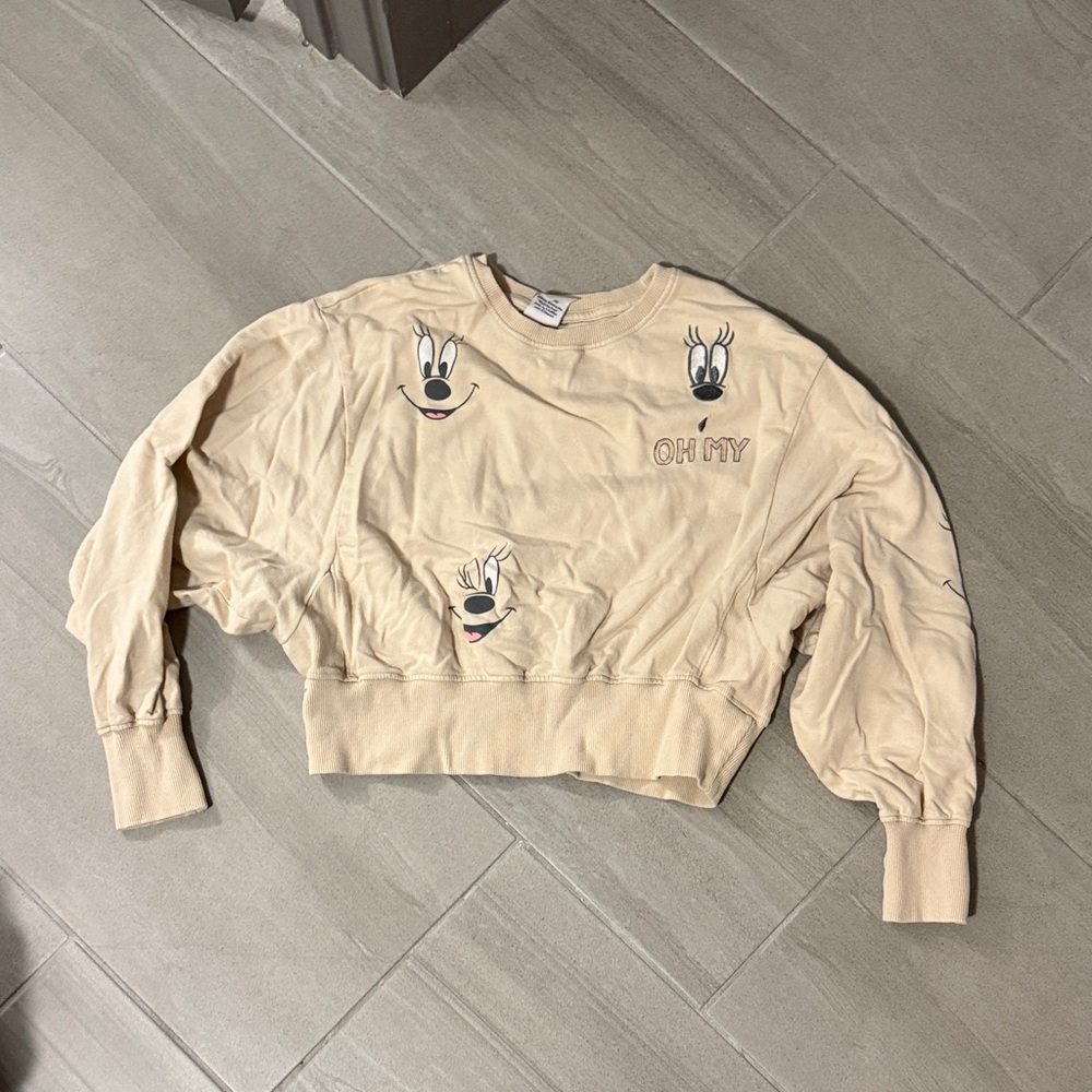 Disney Tan Crew Neck Sweater with Goofy Graphics